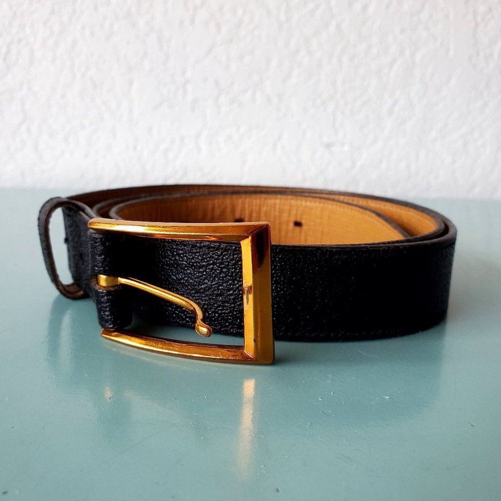 Hikock Vintage 40s 50s Black American Camel Leather Belt Mens Size 32 1"wide - Picture 2 of 6